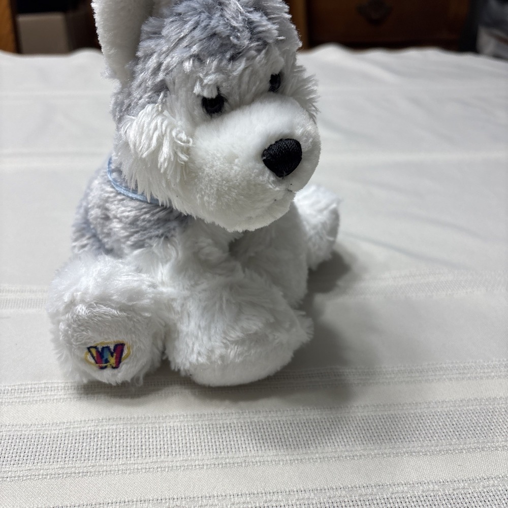 Webkinz Gray Husky Puppy Dog Plush 8" NO CODE Ganz Ears Together HM120 Husky